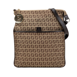 Fendi B Fendi Brown Light Brown Canvas Fabric Zucchino Crossbody Italy