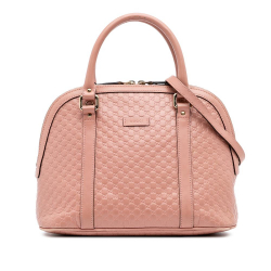Gucci B Gucci Pink Calf Leather Medium Microguccissima Dome Satchel Italy