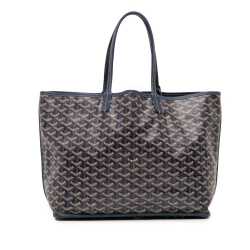 Goyard B Goyard Blue Navy Coated Canvas Fabric Goyardine Saint Louis PM France