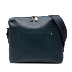 Louis Vuitton B Louis Vuitton Blue Navy Taiga Leather Leather Taiga Grigori PM France