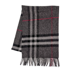 Burberry Check Cashmere Scarve Giant Motif Grey