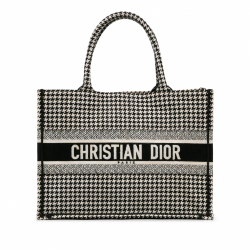 Christian Dior Book Tote Medium Canvas Embroidery Handbag Black