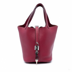 Hermès Picotin 18 Taurillon Clemence Leather Lock Bucket Handbag Rubis