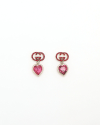 Gucci Dangling Rhinestone Heart Earrings