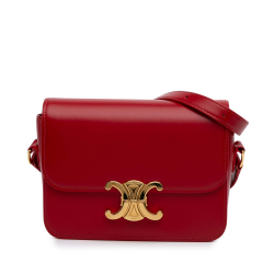 Celine Triomphe Teen Shiny Calfskin Leather Flap Crossbody Red