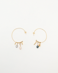 Louis Vuitton Monogram Hoop Earrings in Yellow Gold and Pearls