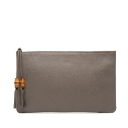 Gucci AB Gucci Gray Calf Leather skin Bamboo Tassel Clutch Italy