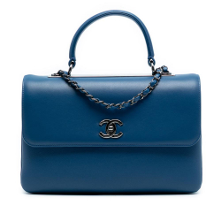 Chanel AB Chanel Blue Dark Blue Lambskin Leather Leather Medium Lambskin Trendy CC Top Handle Bag Italy