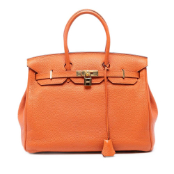 Hermès AB Hermès Orange Calf Leather Togo Birkin Retourne 35 France