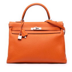 Hermès B Hermès Orange Calf Leather Togo Kelly II Retourne 35 France