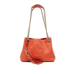 Gucci B Gucci Orange Calf Leather Small Soho Chain Tote Italy