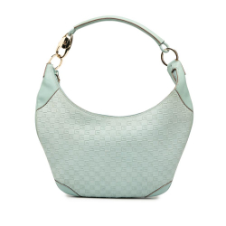 Gucci B Gucci Blue Light Blue Suede Leather G Square Hobo Italy