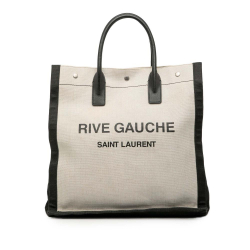 Saint Laurent B Saint Laurent White Ivory Canvas Fabric Linen Rive Gauche North South Tote Italy