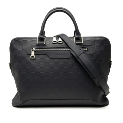 Louis Vuitton B Louis Vuitton Black Calf Leather Damier Infini Avenue Soft Briefcase France