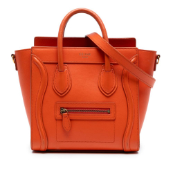 Celine B Celine Orange Dark Orange Calf Leather Nano Luggage Tote Italy