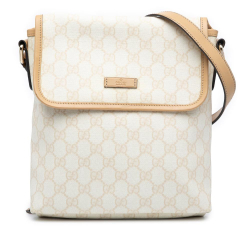 Gucci AB Gucci White Ivory Coated Canvas Fabric GG Supreme Crossbody Italy