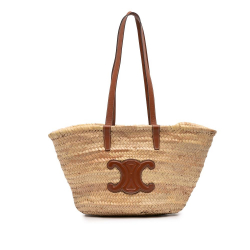 Celine B Celine Brown Beige Raffia Natural Material Large Cuir Triomphe Classic Panier Tote Morocco