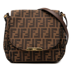 Fendi B Fendi Brown Canvas Fabric Small Zucca Artic Crossbody Italy