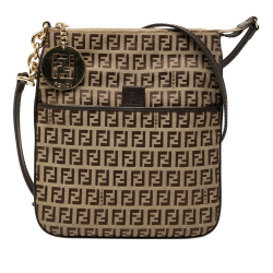 Fendi B Fendi Brown Beige Canvas Fabric Zucchino Forever Crossbody Italy