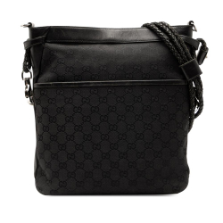 Gucci B Gucci Black Canvas Fabric GG Crossbody Italy