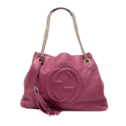 Gucci B Gucci Pink Dark Pink Calf Leather Medium Soho Chain Tote Italy