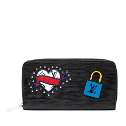 AB Louis Vuitton Black Epi Leather Leather Epi Patches Zippy Wallet Spain