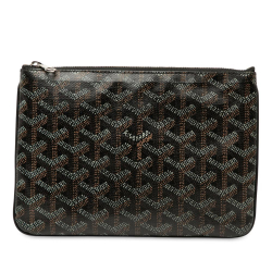 Goyard B Goyard Black Coated Canvas Fabric Goyardine Senat PM France
