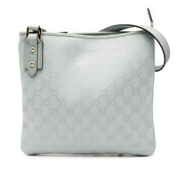 Gucci B Gucci Blue Light Blue Canvas Fabric GG Crossbody Italy