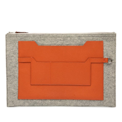 Hermès AB Hermès Orange with Gray Calf Leather Epsom and Felt Toodoo 37 France