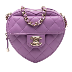 Chanel AB Chanel Purple Lambskin Leather Leather Mini Lambskin CC in Love Heart Crossbody France