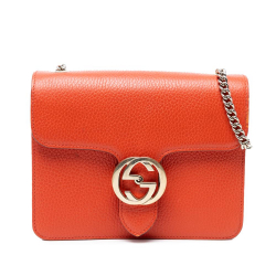 Gucci B Gucci Orange Calf Leather Small Dollar skin Interlocking G Crossbody Italy