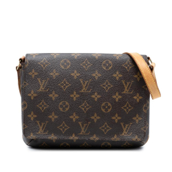 Louis Vuitton B Louis Vuitton Brown Monogram Canvas Fabric Monogram Musette Tango Short Strap France