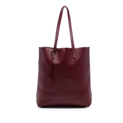 Saint Laurent B Saint Laurent Red Bordeaux Calf Leather North South Shopper Tote Italy