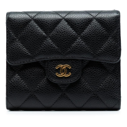 Chanel AB Chanel Black Caviar Leather Leather CC Quilted Caviar Compact Flap Wallet Spain