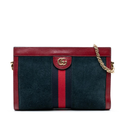 Gucci B Gucci Blue Dark Blue Suede Leather Small Ophidia Chain Crossbody Italy