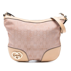 Gucci B Gucci Pink Light Pink Canvas Fabric GG Lovely Crossbody Italy