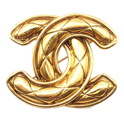 Chanel B Chanel Gold Gold Plated Metal CC Quilted Brooch France