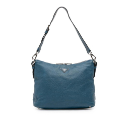 Prada B Prada Blue Calf Leather Vitello Daino Shoulder Bag Italy
