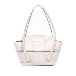 Bottega Veneta B Bottega Veneta White Calf Leather Small skin Maxi Intrecciato Arco Satchel Italy