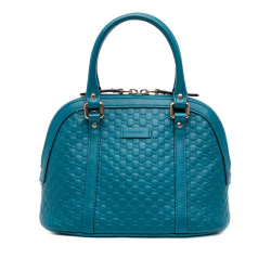 Gucci B Gucci Blue Turquoise Calf Leather Mini Microguccissima Dome Satchel Italy