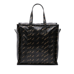 Balenciaga B Balenciaga Black Lambskin Leather Leather M Lambskin Allover Logo Bazar Shopper Satchel Italy