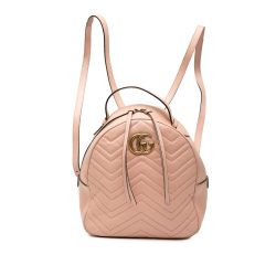 Gucci B Gucci Pink Calf Leather Small GG Marmont Matelasse Backpack Italy