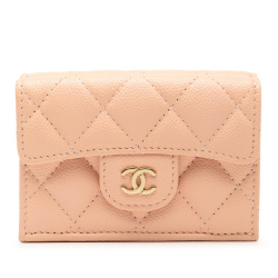 Chanel B Chanel Pink Salmon Caviar Leather Leather CC Quilted Caviar Compact Flap Wallet Italy