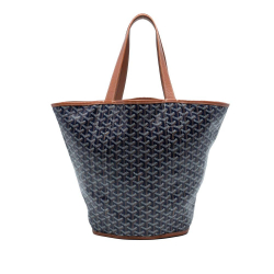 Goyard AB Goyard Blue Navy Coated Canvas Fabric Goyardine Reversible Belharra Tote France