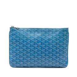 Goyard AB Goyard Blue Coated Canvas Fabric Goyardine Senat MM France