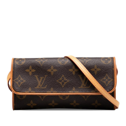 Louis Vuitton B Louis Vuitton Brown Monogram Canvas Fabric Monogram Pochette Twin PM United States