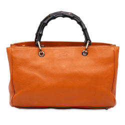 Gucci B Gucci Orange Calf Leather Medium skin Bamboo Shopper Satchel Italy