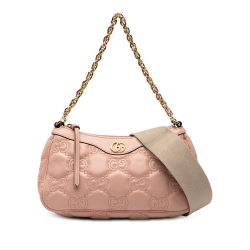 Gucci B Gucci Pink Light Pink Calf Leather Small GG Matelasse Satchel Italy