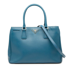 Prada B Prada Blue Saffiano Leather Medium Lux Galleria Satchel Italy