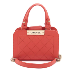 Chanel AB Chanel Red Calf Leather Mini skin Label Click Shopping Tote France